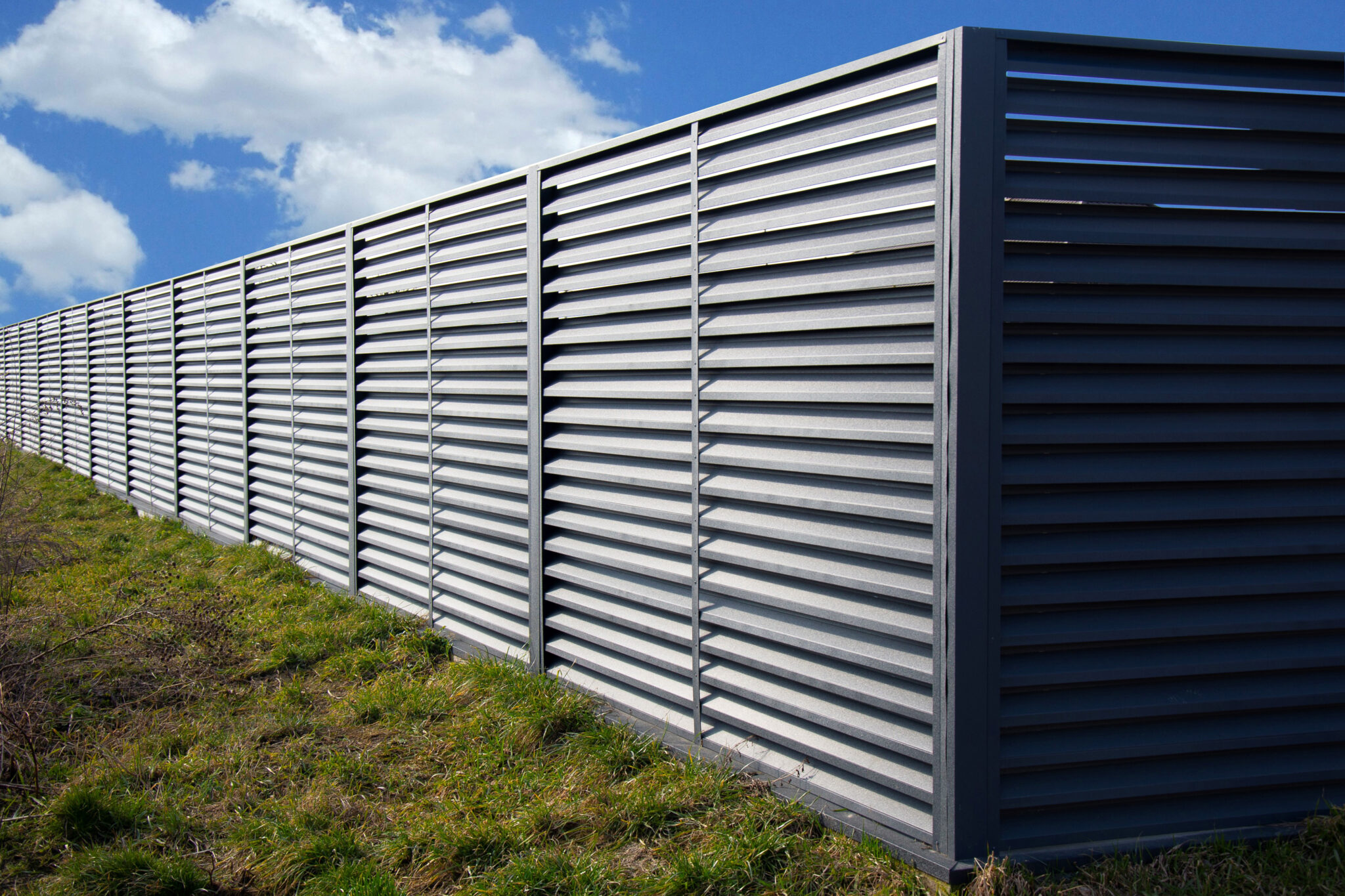 Modern metal profile fence with shutters or blinds KO Construction Solutions
